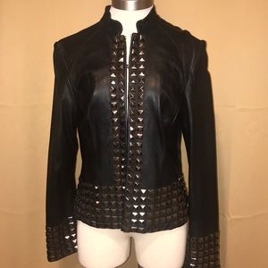 Sheri Bodell Studded lambskin Leather Jacket